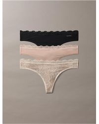 Calvin Klein - Microfiber Stretch With Lace 3-Pack Thong - Lyst