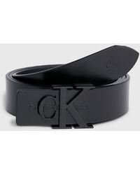 Calvin Klein - Leather Logo Belt - - Black - Women - 80 Cm - Lyst