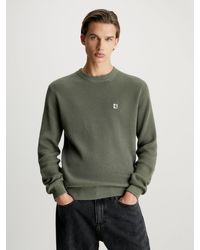 Calvin Klein - Pull en coton côtelé avec insigne - Lyst