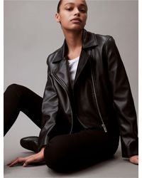 Calvin Klein - Faux Leather Biker Jacket - Lyst