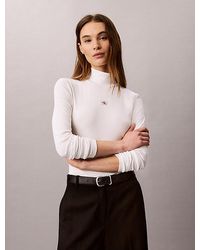 Calvin Klein - Ribbed Cotton Turtleneck Top - Lyst