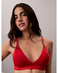 Calvin Klein - Metallic Lightly Lined Triangle Bralette Icon Cotton Modal Metallic - Lyst