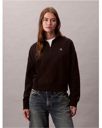 Calvin Klein - Calvin Klein Archive Logo Fleece Quarter Zip Mock Neck Sweatshirt - Lyst