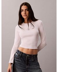 Calvin Klein - Jeans Monologo Long Sleeve Rib Baby Tee - Lyst