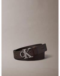 Calvin Klein - Full-Grain Leather Logo Buckle Belt - Lyst