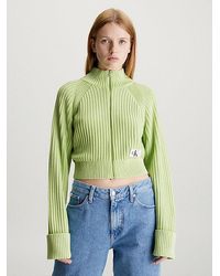 Calvin Klein - Cardigan mit Reißverschluss aus gerippter Baumwolle - Lyst