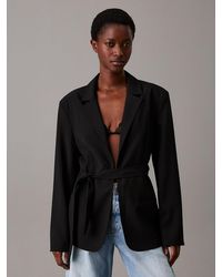 Calvin Klein - Travel Twill Belted Blazer - Lyst