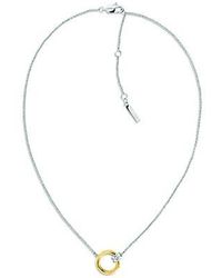 Calvin Klein - Zweifarbige Ring-Anhänger-Halskette - Lyst