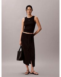 Calvin Klein - Draped Plissé Midi Skirt - Lyst