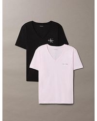 Calvin Klein - Jeans 2 Pack Cotton V Neck T-Shirts - Lyst
