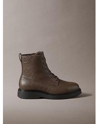 Calvin Klein - Jeans Leather Zip Lace Up Boots - Lyst