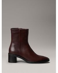 Calvin Klein - Kniehohe Ankle Boots Aus Leder Mit Quadratischem Zehenbereich Und Reißverschluss - Lyst
