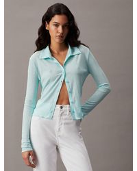 Calvin Klein - Sheer Ribbed Fitted Shirt - Lyst