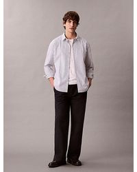 Calvin Klein - Camisa holgada de algodón con botones y rayas dobles - Lyst