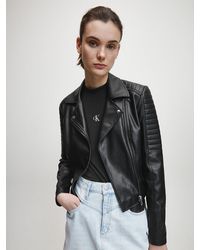 Calvin Klein Chaqueta biker de piel sint�tica - Negro