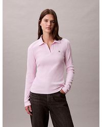 Calvin Klein - Jeans Woven Monologo Rib Collared Top - Lyst