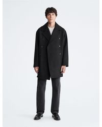 Calvin Klein - Wool Blend Double Breasted Peacoat - Lyst