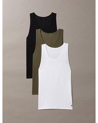 Calvin Klein - 3 Pack Tank Tops Cotton Stretch Blend - Lyst