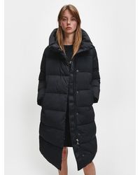 Calvin Klein Abrigo de plumas largo con capucha - Negro