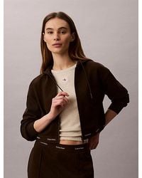 Calvin Klein - Jeans Cropped Logo Elastic Zip Hoodie - Lyst
