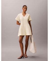 Calvin Klein - Short Sleeve Poplin Mini Dress - Lyst