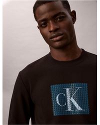 Calvin Klein - Calvin Klein Fleece Layered Monogram Graphic Sweatshirt - Lyst