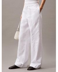 Calvin Klein - Pantalones de lino y algodón suave - Lyst