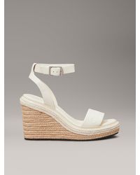 Calvin Klein - Sandales Espadrilles Compensées En Cuir - Lyst