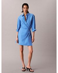 Calvin Klein - Jeans Cotton Poplin Wrap Shirt Dress - Lyst