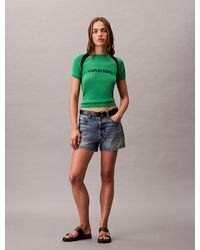 Calvin Klein - T-Shirt Grafica Con Logo A Contrasto Slim - Lyst