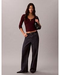 Calvin Klein - Jeans Ruched Cotton Top With Metal Detail - Lyst