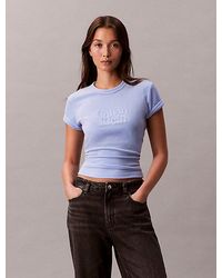 Calvin Klein - Jeans Velour Embossed Logo Graphic Slim T-Shirt - Lyst