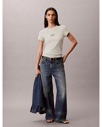 Calvin Klein - Jeans Slim Ribbed Cotton Logo T-Shirt - Lyst