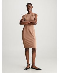 Calvin Klein - Vestido asimétrico de crepé de neopreno - Lyst