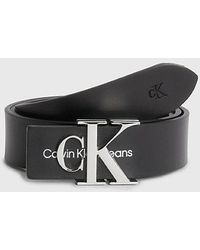 Calvin Klein - Leather Logo Belt - - Black - Women - 90 cm - Lyst
