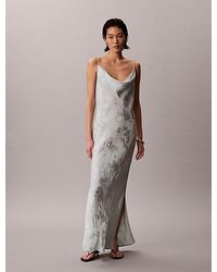 Calvin Klein - Satin Jacquard Maxi Slip Dress - Lyst
