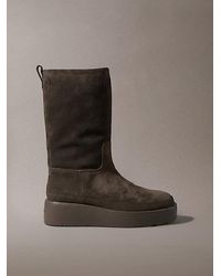 Calvin Klein - Suede Water Repellent Platform Boots - Lyst