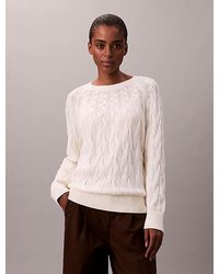 Calvin Klein - Relaxed Katoenen Sweater Met Kabel - Lyst