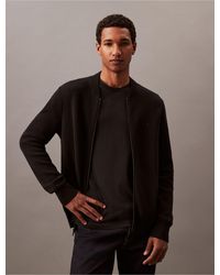 Calvin Klein - Smooth Cotton Sweater Bomber Jacket - Lyst