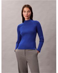 Calvin Klein - Calvin Klein Tech Knit Ribbed Mock Neck Sweater - Lyst
