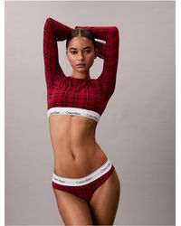 Calvin Klein - Icon Cotton Modal Lightly Lined Long Sleeve Tee Bralette - Lyst