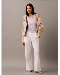 Calvin Klein - Calvin Klein Linen Cotton Pull-On Pants - Lyst