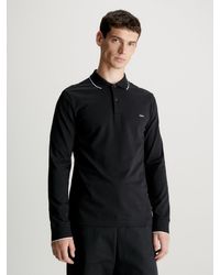 Calvin Klein - Slim Piqué Long Sleeve Polo Shirt - Lyst
