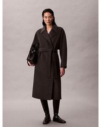 Calvin Klein - Double Faced Wool Blend Wrap Coat - Lyst