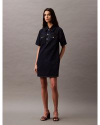 Calvin Klein - Denim A-Line Mini Dress - Lyst