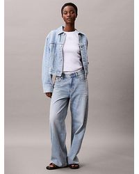Calvin Klein - Cropped Spijkerjack Met Monogram-Logo - Lyst