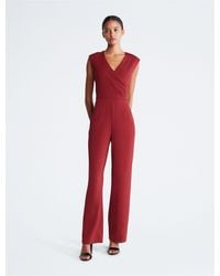 Calvin Klein - Sleeveless Wrap Jumpsuit - Lyst
