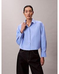 Calvin Klein - Relaxed Cropped Poplin Button-Down Overhemd - Lyst