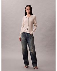 Calvin Klein - Geribbeld Wolmix Vest Met Kraag - Lyst