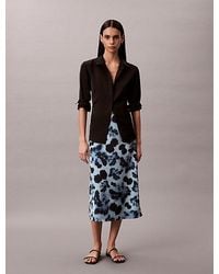 Calvin Klein - Printed Satin Midi Skirt - Lyst